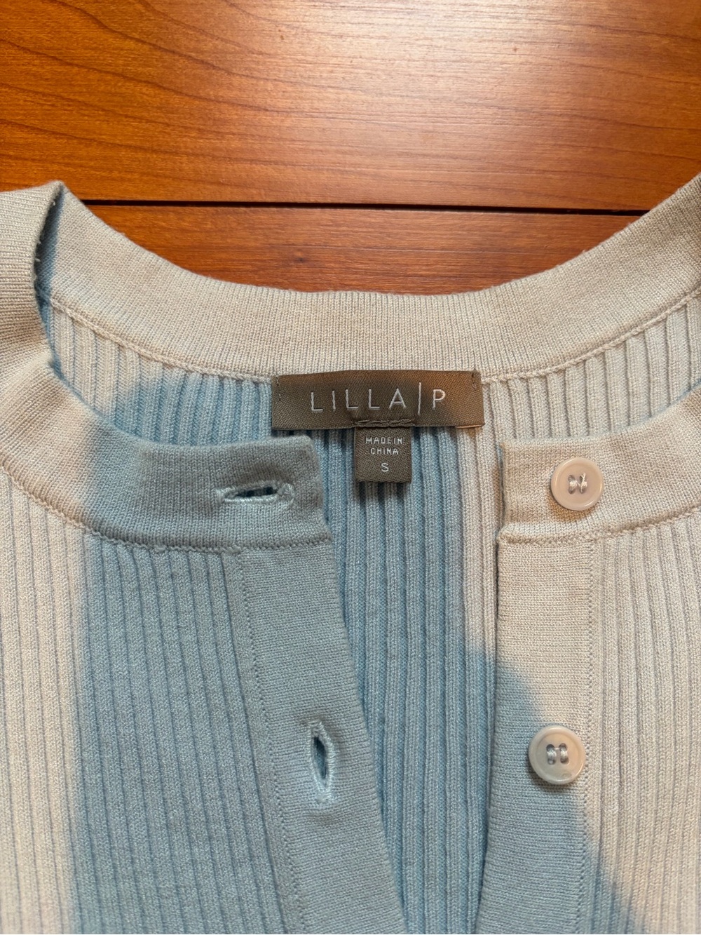 Lilla P Pale Blue Ribbed Button Cardigan - Picture 2 of 3